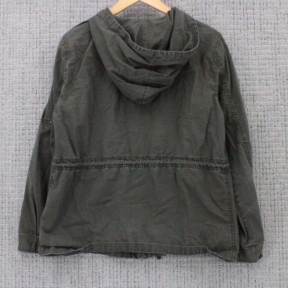 Life In Progress Military Jacket Women Large L Brown Full Zip MultiPocket Hooded - Picture 7 of 9